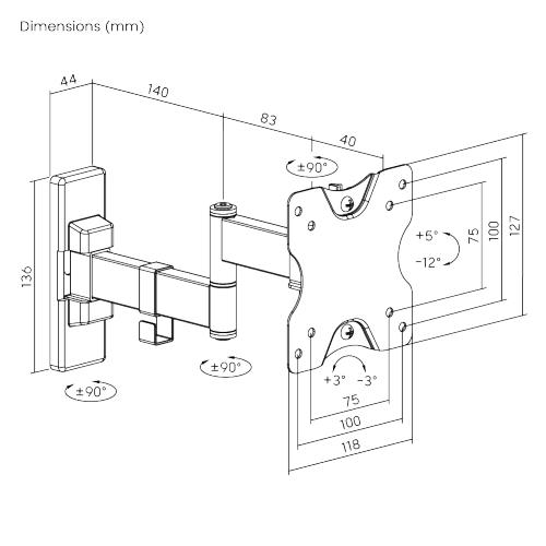 低コストフルモーションテレビ壁掛け金具 LDA21-112 ほとんどの13"~27"LED/LCDフラットパネルテレビ用 from china(chinese)