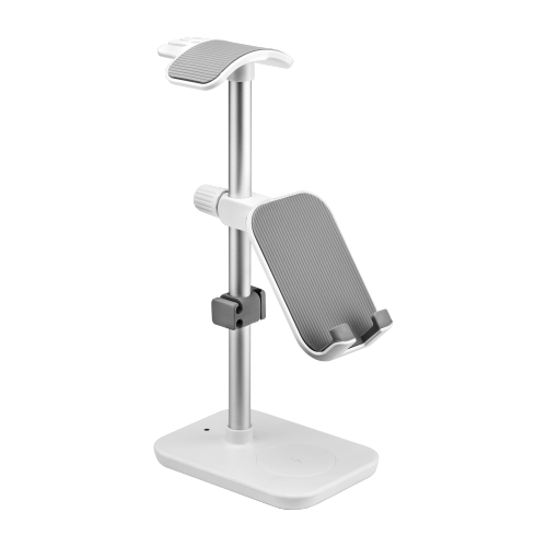 Aluminum Headphone Stand with Wireless Charger and Angle & Height Adjustable Phone Holder HPS01-3D Takes Up Less Room and Frees Up Work Space from china(chinese)