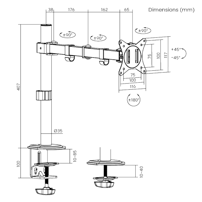 Single-Monitor Steel Articulating Monitor Mount LDT66-C012 For most 17”-32” monitors from china(chinese)