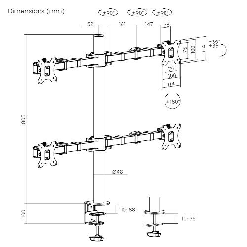 クワッドモニター手頃なスチール関節式モニターアーム LDT33-C048 ほとんどの17"-32"モニター用 from china(chinese)