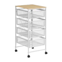 4-Tier Mobile Mesh Drawer Unit with MDF Board
