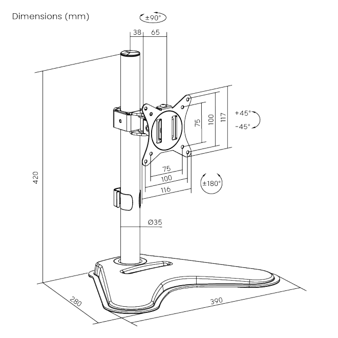 Single-Monitor Steel Articulating Monitor Stand LDT66-T01 For most 17”-32” monitors from china(chinese)