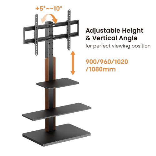 Economy Height-adjustable TV Floor Stand with Shelves FS52-46T-02  Combing cost-effectiveness and asthetics from china(chinese)