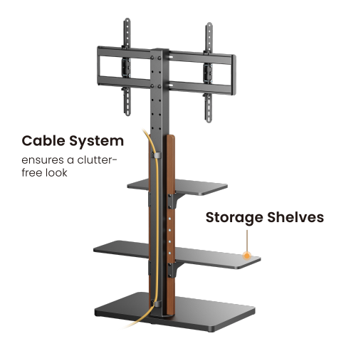 Economy Height-adjustable TV Floor Stand with Shelves FS52-46T-02  Combing cost-effectiveness and asthetics from china(chinese)