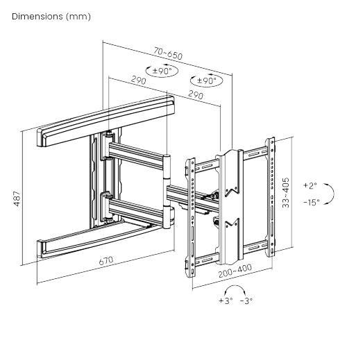 現代的なデザインのフルモーションテレビ壁掛け金具 LPA57-443A ほとんどの37"~70"フラットパネルテレビ用 from china(chinese)