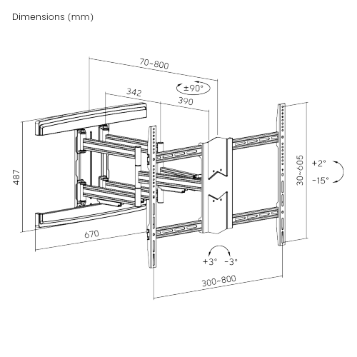 現代的なデザインのフルモーションテレビ壁掛け金具 LPA57-686A ほとんどの43"~90"フラットパネルテレビ用 from china(chinese)