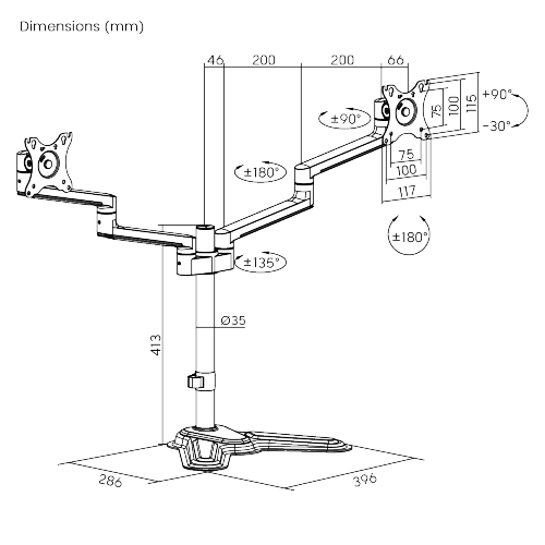 プレミアムアルミニウム関節式モニタースタンド LDT72-T024 ほとんどの17"-32"モニター用 from china(chinese)