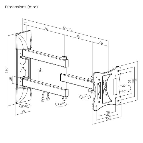 Low Cost Full-Motion TV Wall Mount LPA51-113 For most 13''-27'' LED, LCD flat panel TVs from china(chinese)