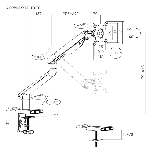 Single Monitor Premium Slim Aluminum Spring-Assisted Monitor Arm With USB Ports LDT49-C012U For most 17"~32" Monitors from china(chinese)