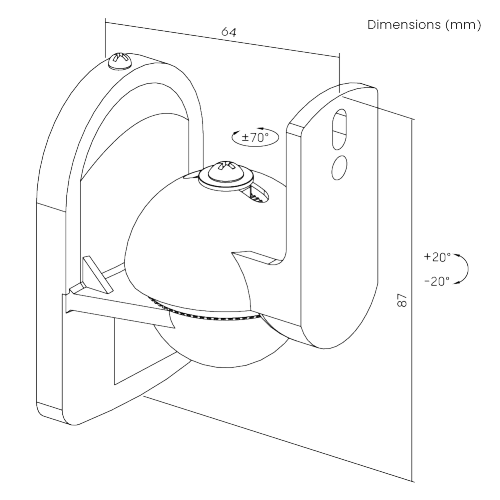 SOPORTE DE PARED GIRATORIO & INCLINABLE PARA ALTAVOZ SATÉLITE SB-29 Se adapta al altavoz satélite con inserto roscado único/doble from china(chinese)