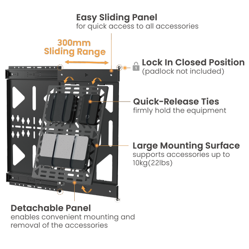 Sliding AV Storage Panel APM-10-01 for quick access to all accessories from china(chinese)