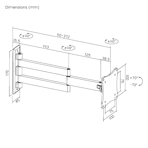 Aluminum Articulating TV Wall Mount LCD-101G For most 13’’-27’’ LED, LCD flat panel TVs from china(chinese)