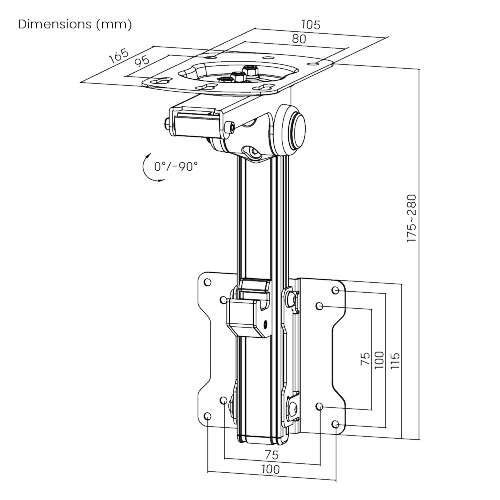 Fold-Up Retractable TV Ceiling Mount LCD-CM211 For Flat Ceiling, Pitched Roof, Under Cabinet and Corner Installations from china(chinese)