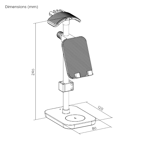 Aluminum Headphone Stand with Wireless Charger and Angle & Height Adjustable Phone Holder HPS01-3D Takes Up Less Room and Frees Up Work Space from china(chinese)
