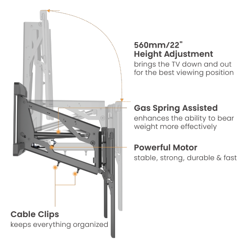 Motorized Heavy-duty Mantel TV Mount Powered By Tuya LPA53M-481L for most 43"-90" TVs up to 50kg/110lbs from china(chinese)