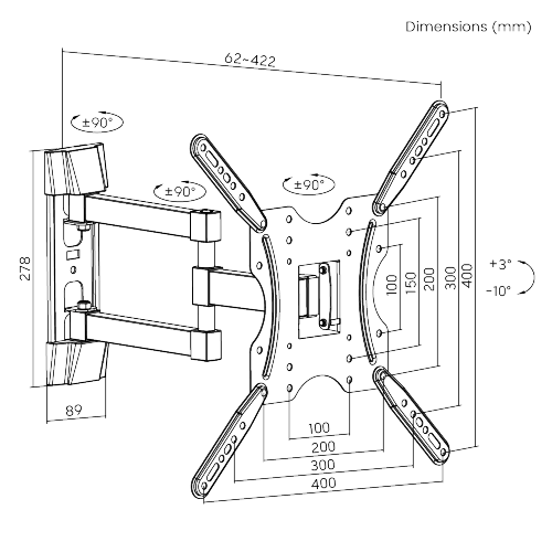 Super Economy Full-motion TV Wall Mount KLA27-443 For most 32"-55" LED, LCD Flat Panel TVs from china(chinese)