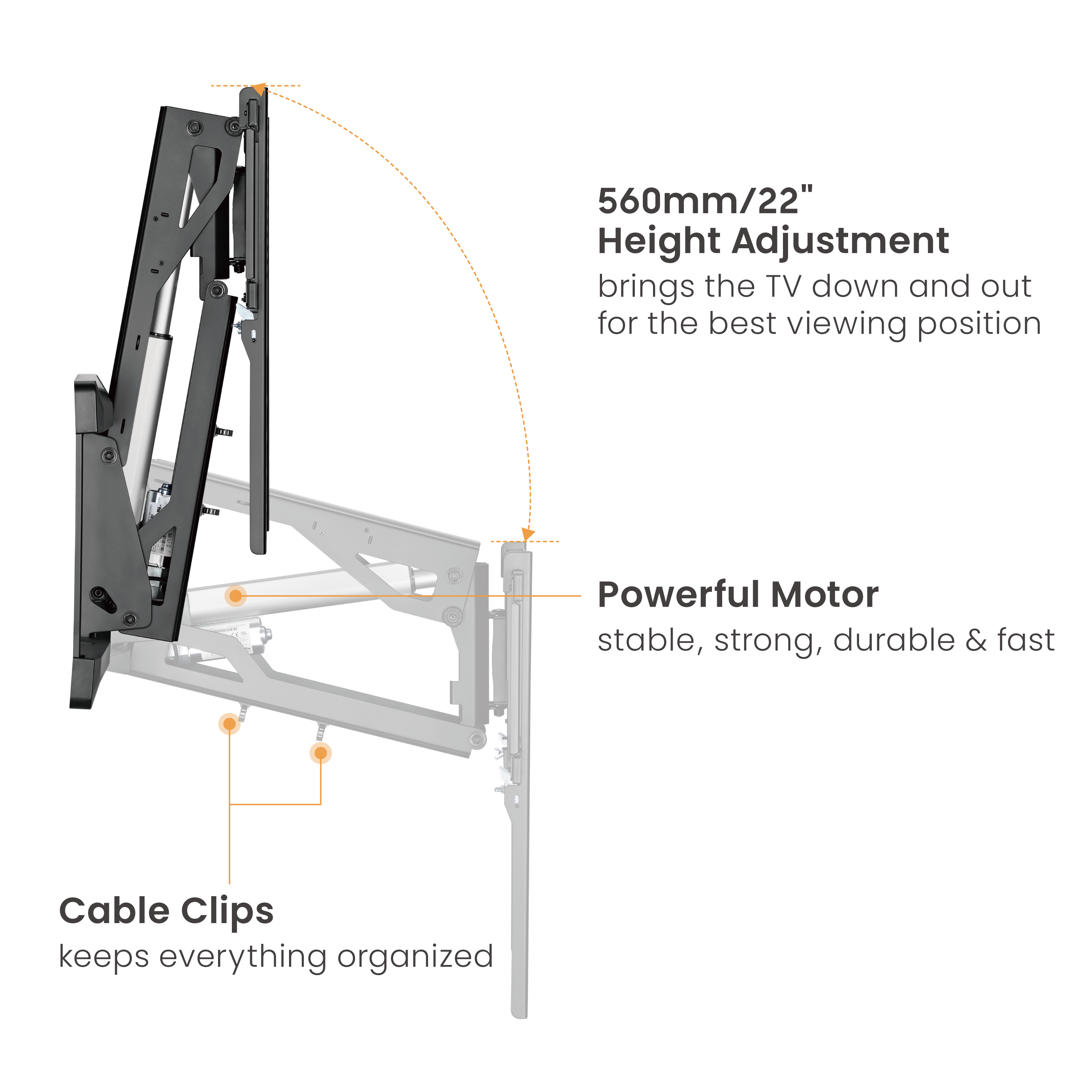 Motorized Heavyduty Mantel TV Mount Powered By Tuya Supplier and