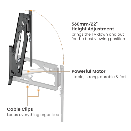 Motorized Heavy-duty Mantel TV Mount Powered By Tuya LPA53M-461L for most 37"-75" TVs up to 35kg/77lbs from china(chinese)