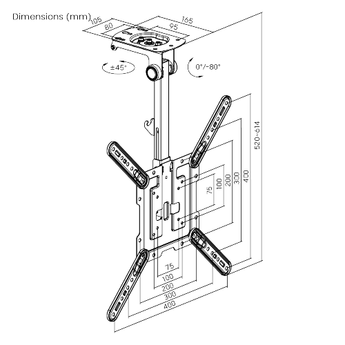 SOPORTE DE TECHO PLEGABLE ECONÓMICO LCD-CM344 Para la mayoría de los televisores de pantalla plana de 23''- 55'' from china(chinese)