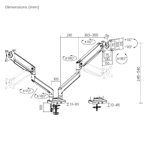 Dual Monitor Heavy-Duty Spring-Assisted Monitor Arm LDT60-C024 For most 17"~35" Monitors from china(chinese)