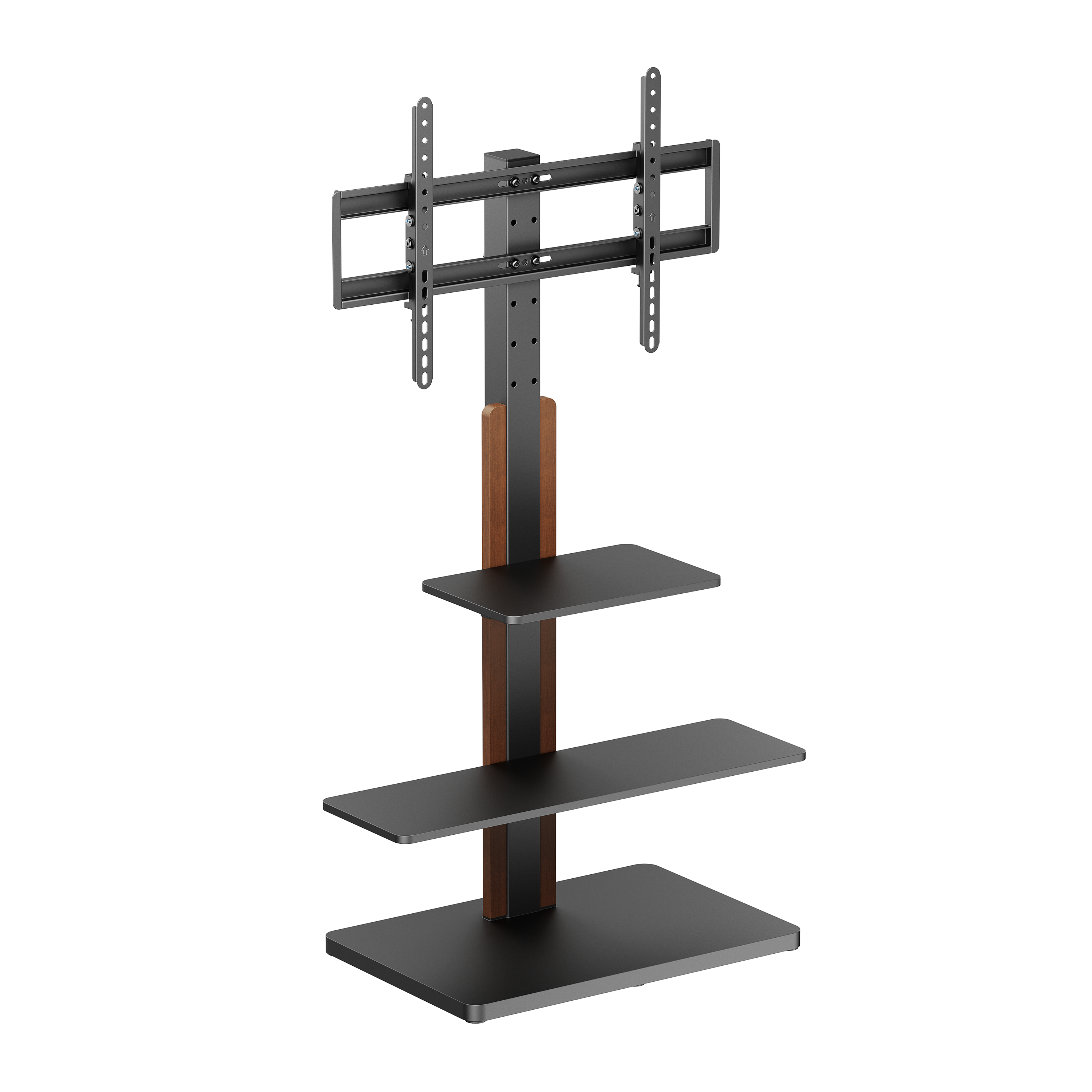 Economy Heightadjustable TV Floor Stand with Shelves Supplier and