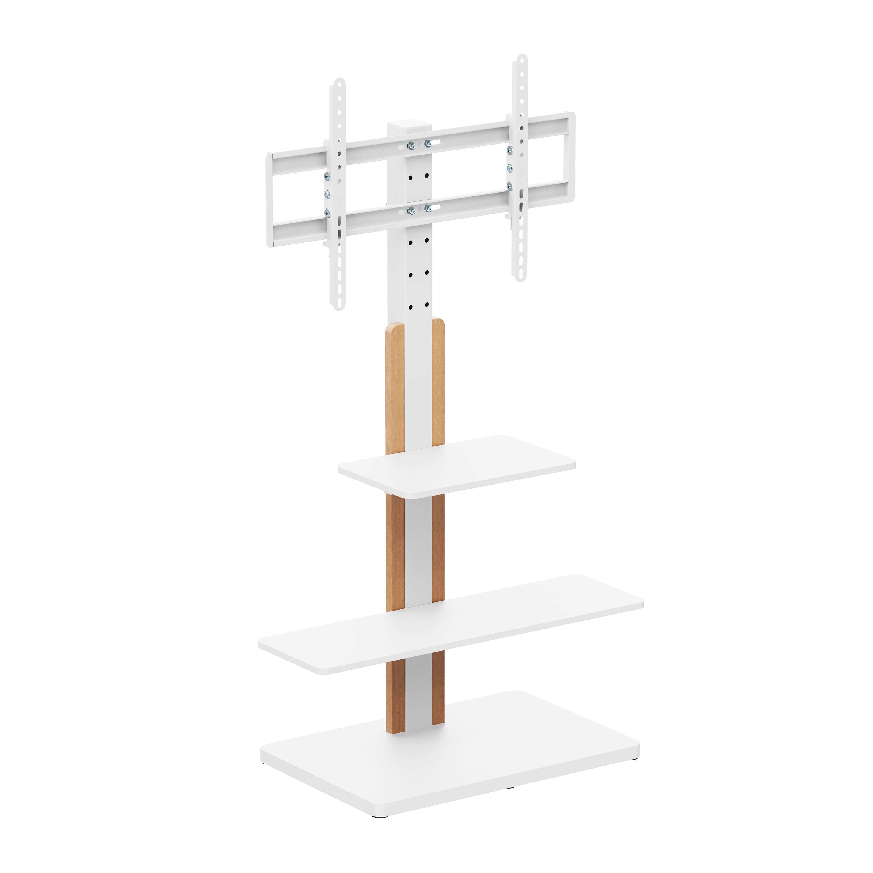 Economy Heightadjustable TV Floor Stand with Shelves Supplier and