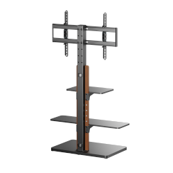Economy Height-adjustable TV Floor Stand with Shelves