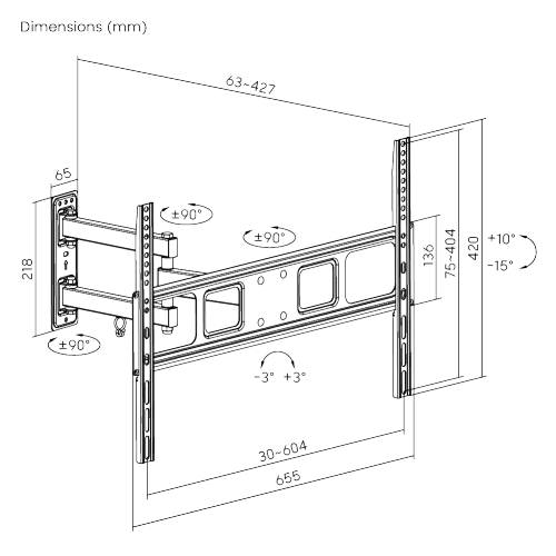 Classic Full-Motion TV Wall Mount LPA52-463 For most 37"-70" TVs  from china(chinese)