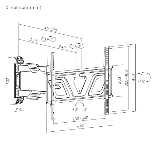 Ultra-Slim Low Profile Full-Motion TV Wall Mount LPA59-463 For most 37"~70" TVs from china(chinese)