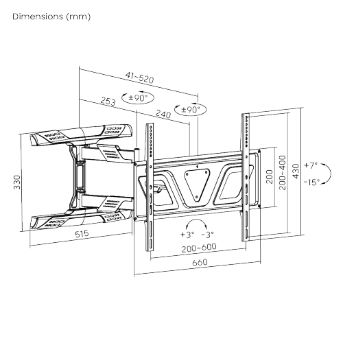 超スリムロープロフィールフルモーションテレビ壁掛け金具 LPA59-463D ほとんどの37"-70"テレビ用 from china(chinese)