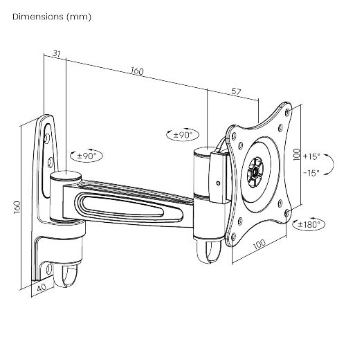 Anti-theft Aluminum Full-motion Wall Mount LCD-142 For most 13''-27” LED, LCD flat panel TVs from china(chinese)