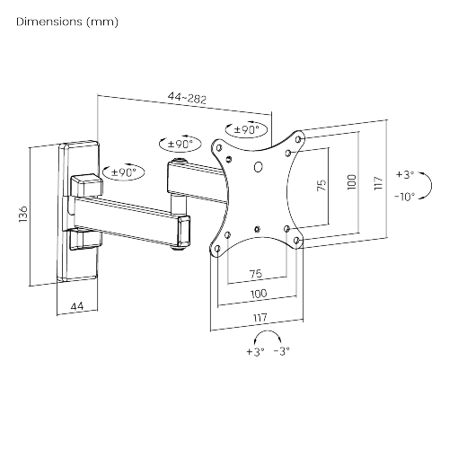 Super Economy Full-motion TV Wall Mount KLA26-112 For most 13"-27" LED, LCD Flat Panel TVs from china(chinese)