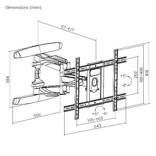 Elegant Full-motion TV Wall Mount KMA28-466D For most 37"-70" LED, LCD flat panel TVs from china(chinese)
