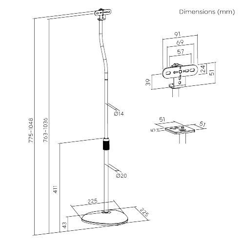 Height Adjustable Satellite Speaker Floor Stands SS-05 Perfect for most Satellite Speakers and Small Bookshelf Speakers from china(chinese)