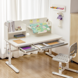Height Adjustable Children Desk With Book Shelf Storage (1200x600mm/47.2"x23.6")