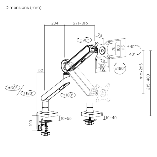 Designer Premium Single Monitor Spring-Assisted Monitor Arm LDT75-C012  from china(chinese)