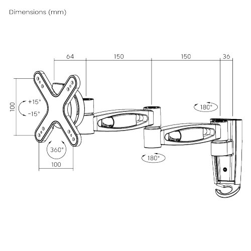 Solid Aluminum Full-motion Wall Mount LDA06-112 For most 13''-27'' LED, LCD flat panel TVs from china(chinese)