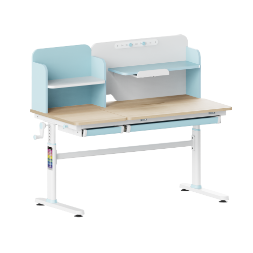 Height Adjustable Children Desk With Book Shelf Storage (1200x600mm/47.2"x23.6") E703 Right Up Tiltable Desktop | Compartment Drawer | Book Shelf from china(chinese)