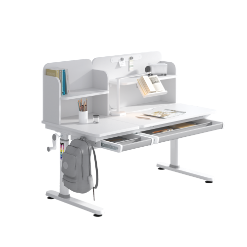 Height Adjustable Children Desk With Book Shelf Storage (1200x600mm/47.2"x23.6") E703 Right Up Tiltable Desktop | Compartment Drawer | Book Shelf from china(chinese)