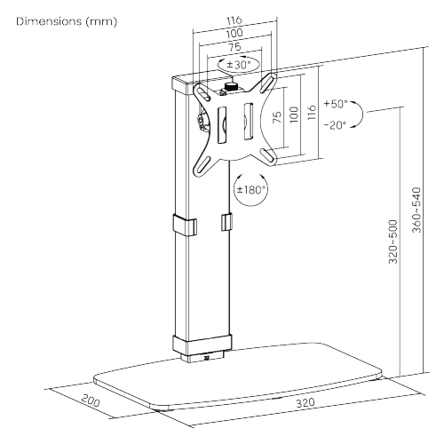 Free-Standing Vertical Lift Steel Monitor Stand LDT67-T01 For most 17"~32" Monitors from china(chinese)
