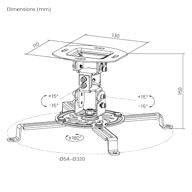 Universal Ceiling Projector Mount PRB-18F Support projectors up to 13.5kg/29.7lbs from china(chinese)