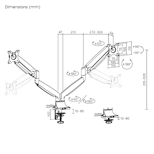 Dual Screen Heavy-Duty Gas Spring Monitor Arm with USB Ports LDT82-C024UC For most 17"-35" Monitors from china(chinese)