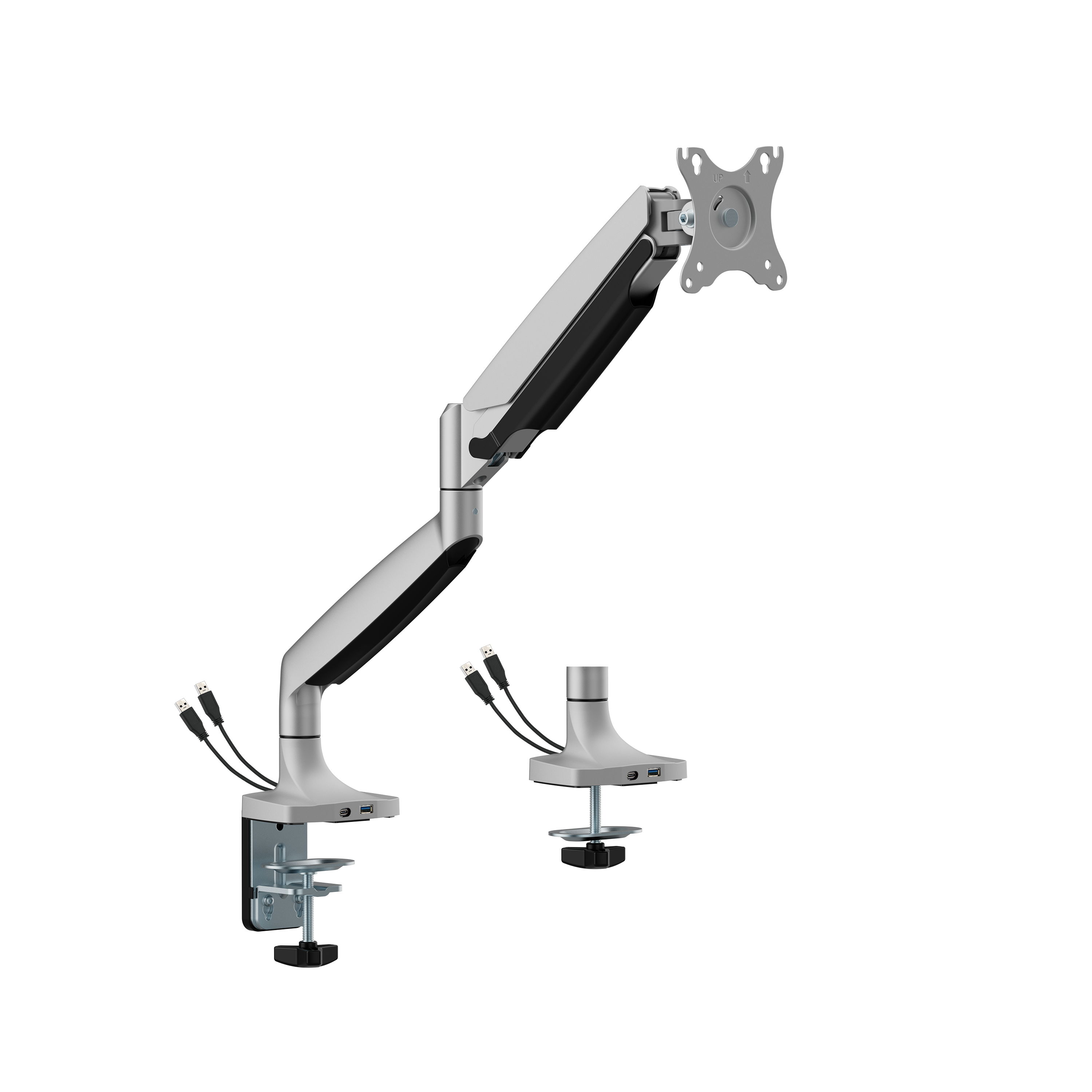 Single Screen HeavyDuty Gas Spring Monitor Arm with USB Ports Supplier