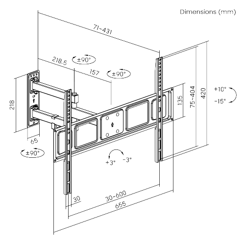 Affordable Full-Motion TV Wall Mount for Single Stud LPA63-463 For Most 37"-70" Flat Panel TVs  from china(chinese)