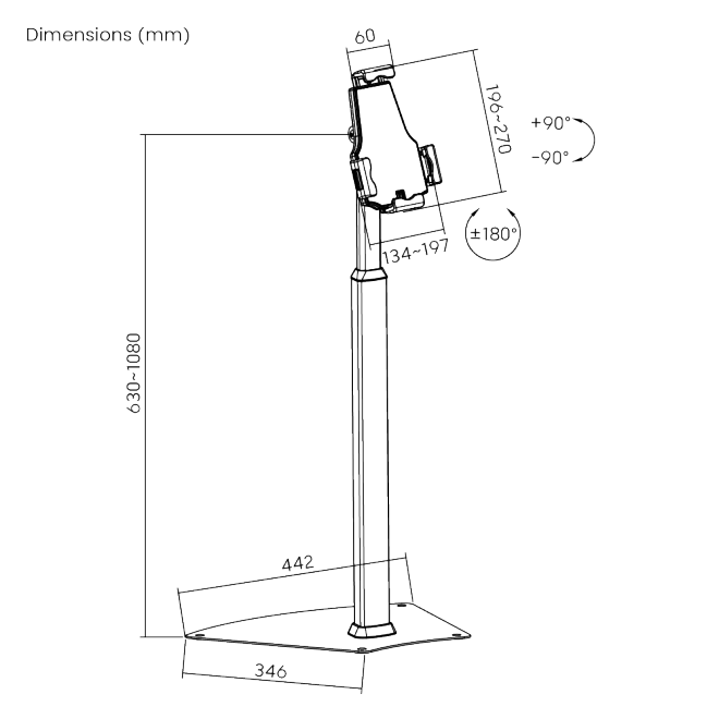 Aluminum Anti-theft Tablet Kiosk Floor Stand PAD21-04 For Most 7.9"-10.5" Tablets from china(chinese)