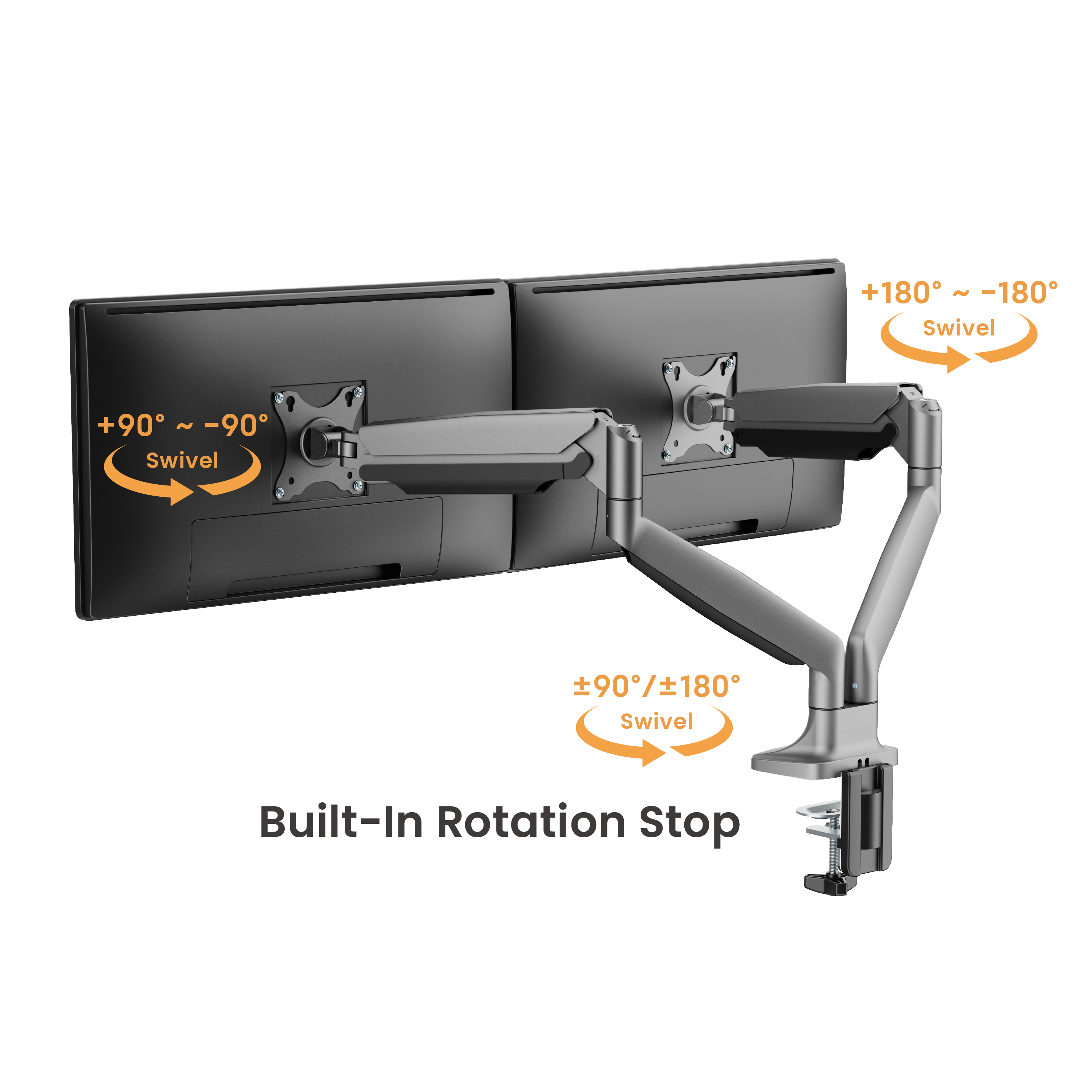 Dual Screen Heavy-Duty Mechanical Spring Monitor Arm with USB Ports ...