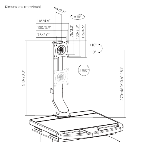 Gas-Lift Medical Cart with Monitor Stand MED01-2 Enhance healthcare space to promote serviceabliity and effciency from china(chinese)