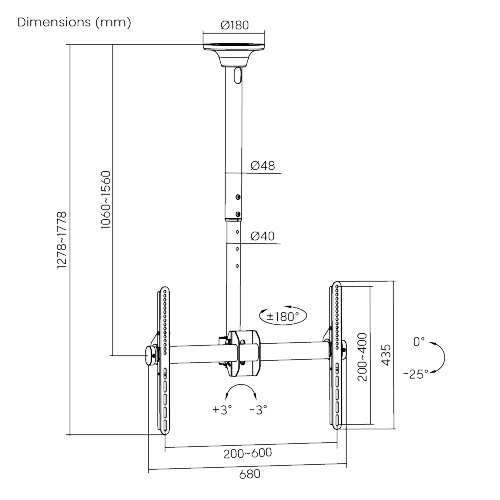 Telescopic Full-motion TV Ceiling Mount Supplier and Manufacturer- LUMI