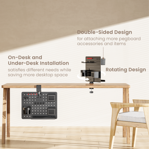 Desk-Mounted Rotating Pegboard PB-002-01R Customizable Layout | Space-Saving Design | Easy Installation from china(chinese)