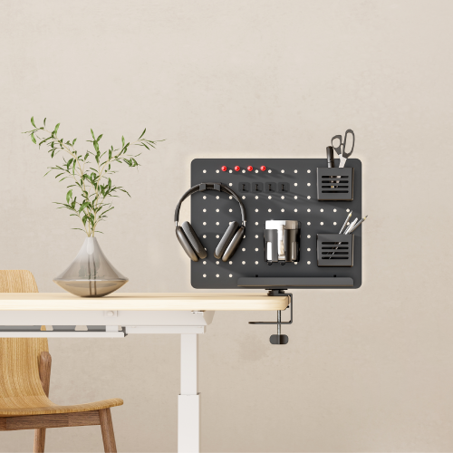 Desk-Mounted Rotating Pegboard PB-002-01R Customizable Layout | Space-Saving Design | Easy Installation from china(chinese)